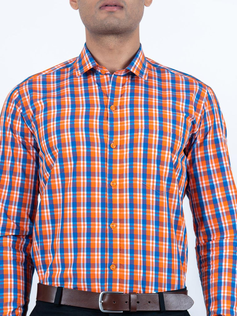Orange Blossom Checks Cotton Shirt - Tistabene