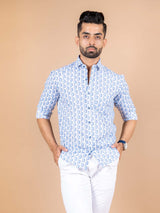 Blue Elephant Printed Cotton Shirt