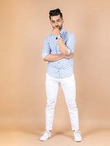 Blue Elephant Printed Cotton Shirt