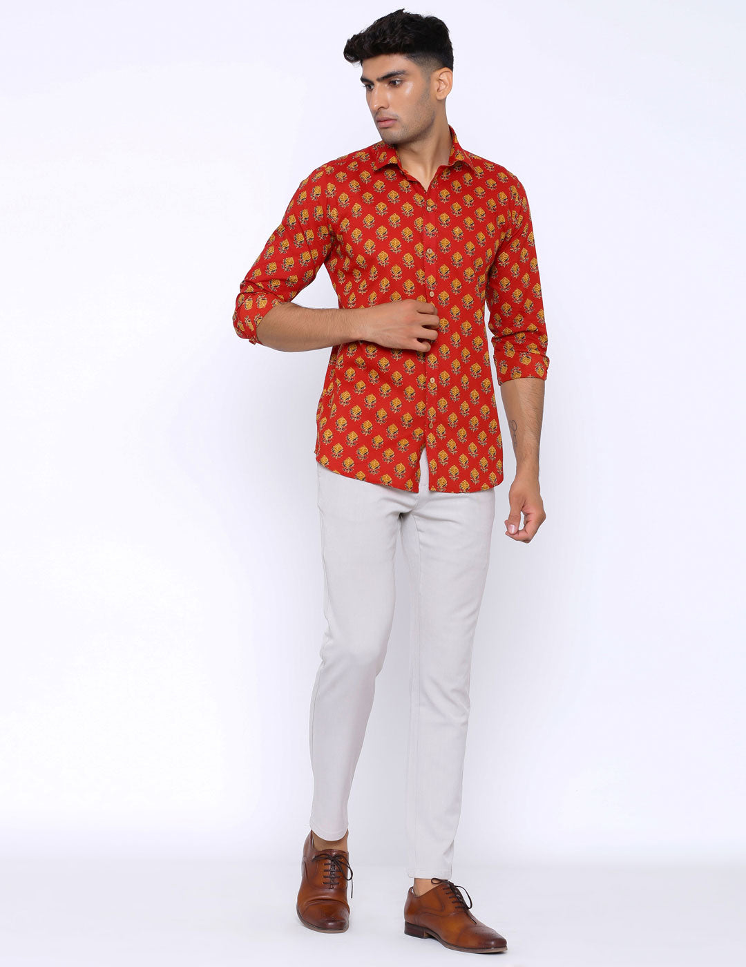 Red Printed Cotton Shirt
