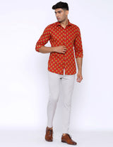 Red Printed Cotton Shirt