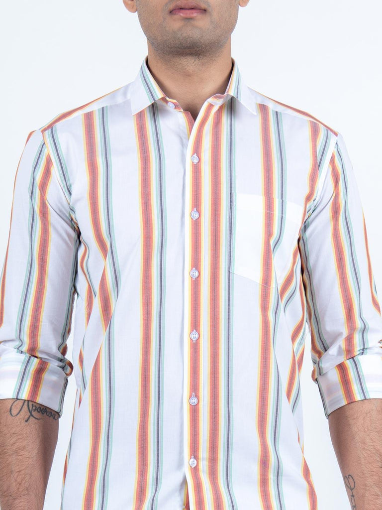 Multi Stripes Printed Cotton Shirt - Tistabene