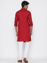 Red Pathani Designer Cotton Kurta With Pyjama