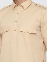 Beige Pathani Designer Kurta With Pyjama