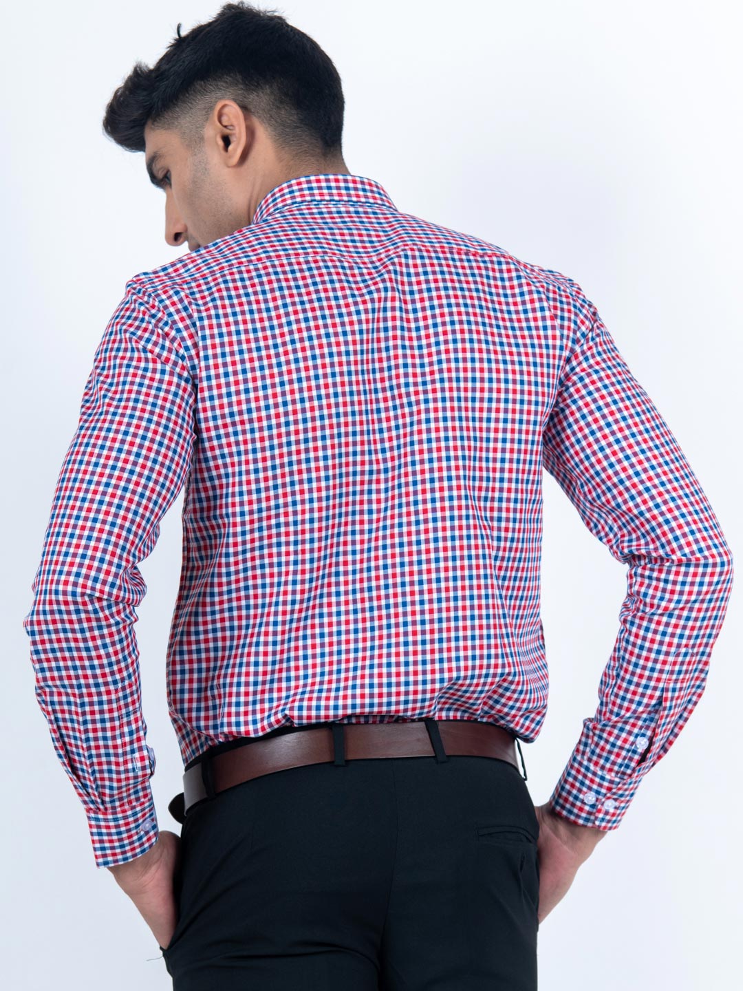 Red and blue check shirt