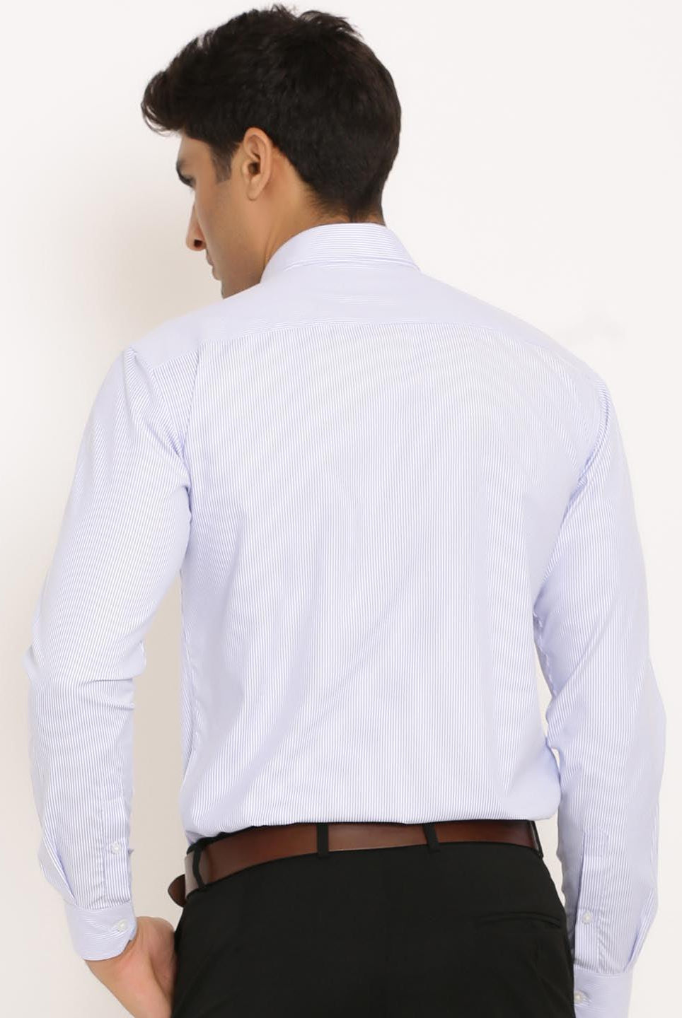 White and blue Formal Stripe Shirt - Tistabene