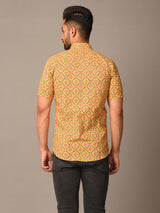 Yellow Bloomy Printed Cotton Shirt