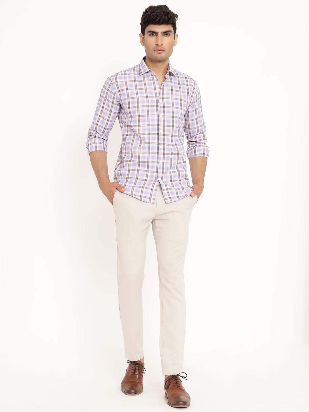 Blue and Brown Check Shirt