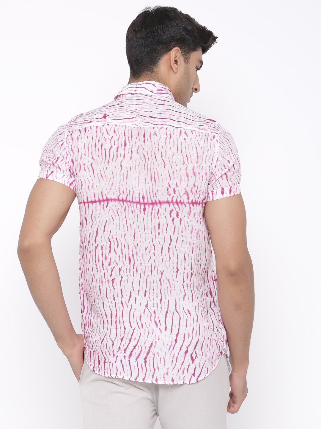pink shibori half sleeves shirt