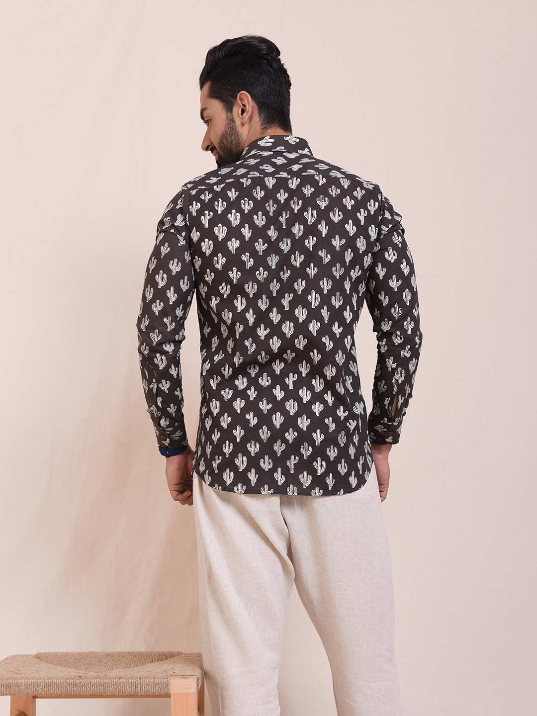 The Desert Cactus Block Print Slim Fit Shirt