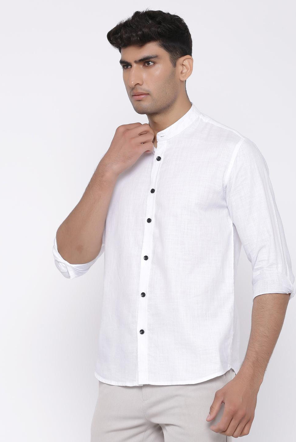 White Cotton Linen Shirt - Tistabene