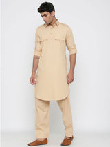 Beige Pathani Designer Kurta With Pyjama