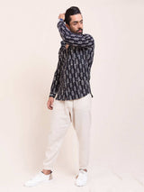Geometric Tribe Art Block Print Slim Fit Shirt