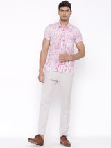 pink shibori half sleeves shirt