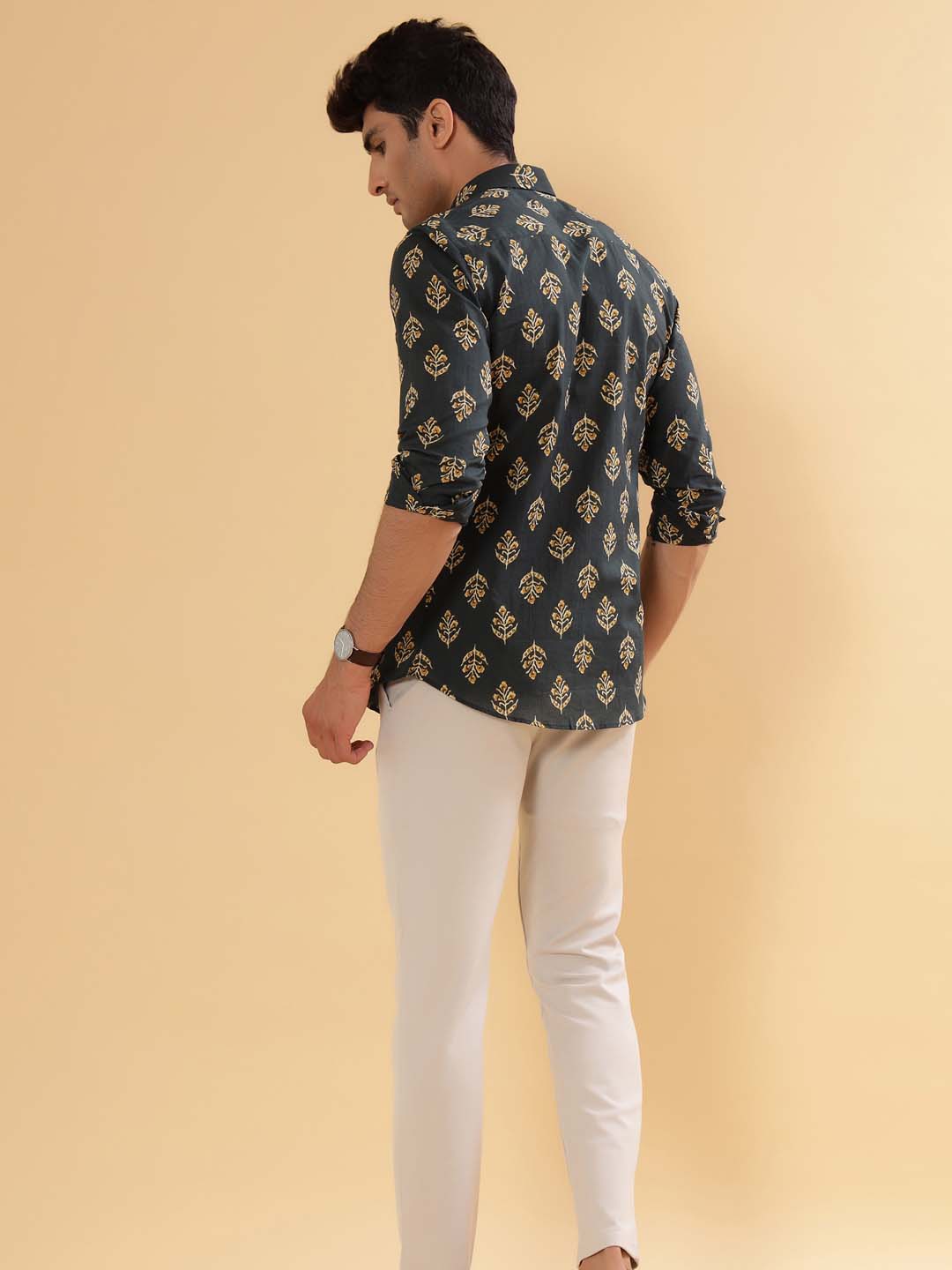 Green Bloomy Printed Cotton Shirt