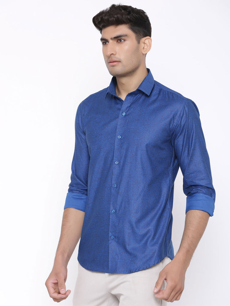 printed blue shirt