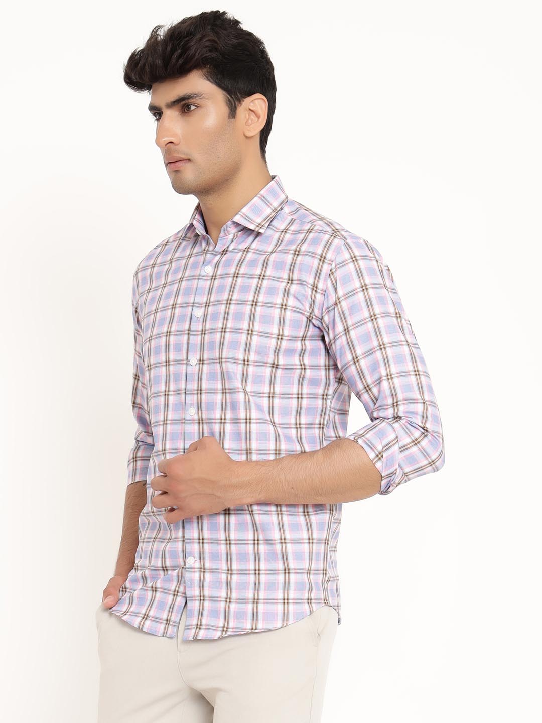 Blue and Brown Check Shirt