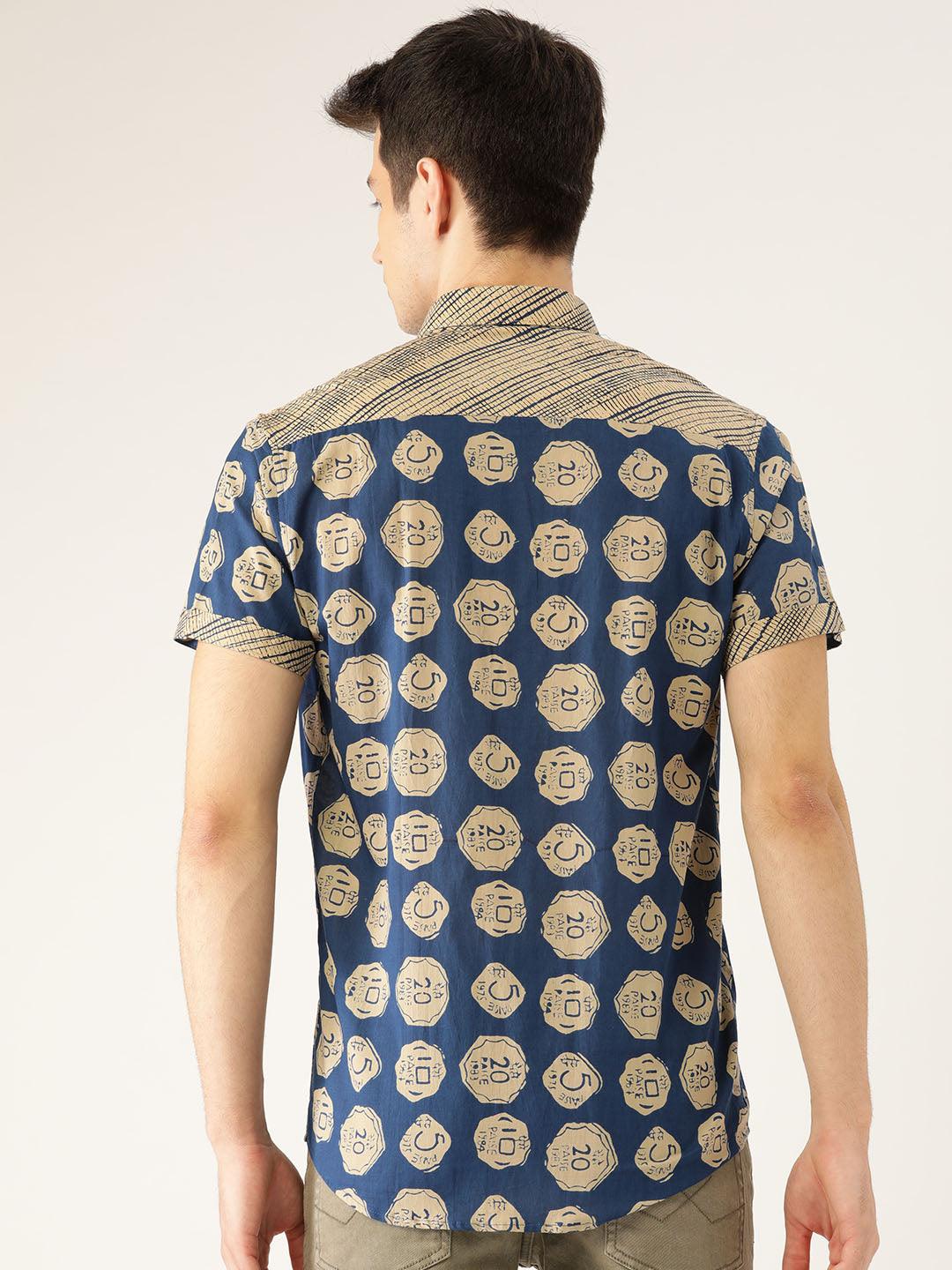 printed blue shirt