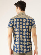 printed blue shirt