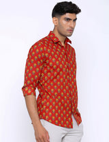Red Printed Cotton Shirt