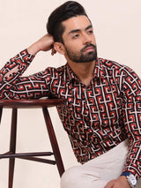 The Geometric Maze Block Print Slim Fit Shirt
