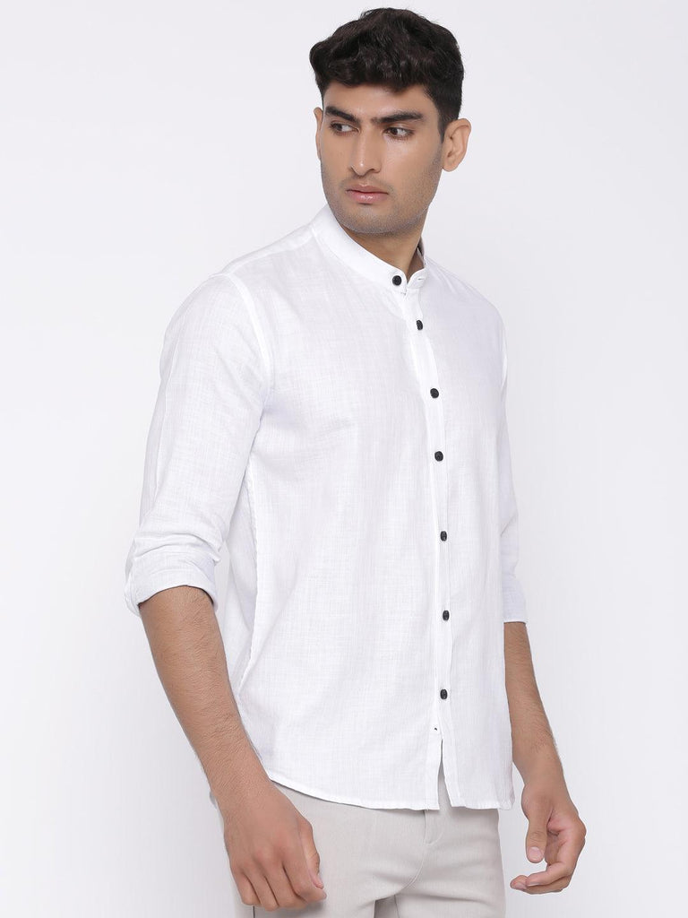 White Cotton Linen Shirt - Tistabene