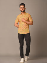 Yellow Bloomy Printed Cotton Shirt