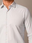 White and Grey Stripes Formal Shirt - Tistabene
