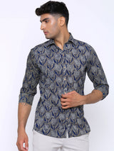 printed blue shirt