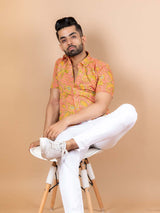 yellow printed shirt