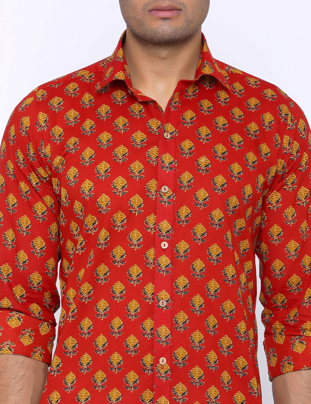 Red Printed Cotton Shirt