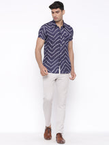 Blue Bandhej Half Sleeves Shirt