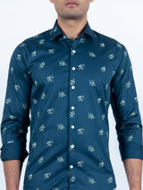 Dark Blue Giza Cotton Printed Men Shirt