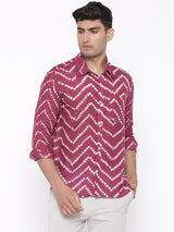 Maroon bandhej shirt