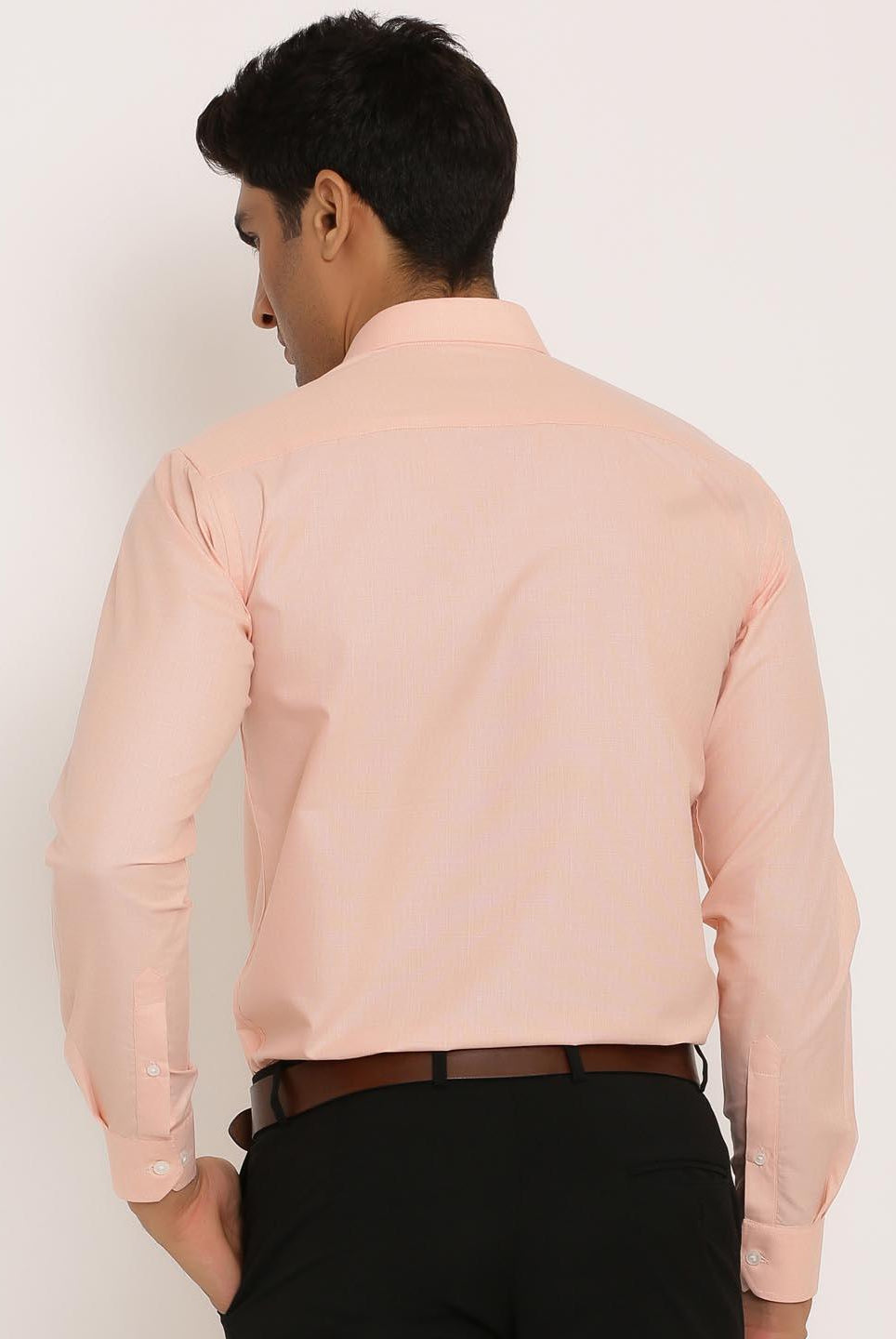 Peach Solid Cotton Shirt - Tistabene