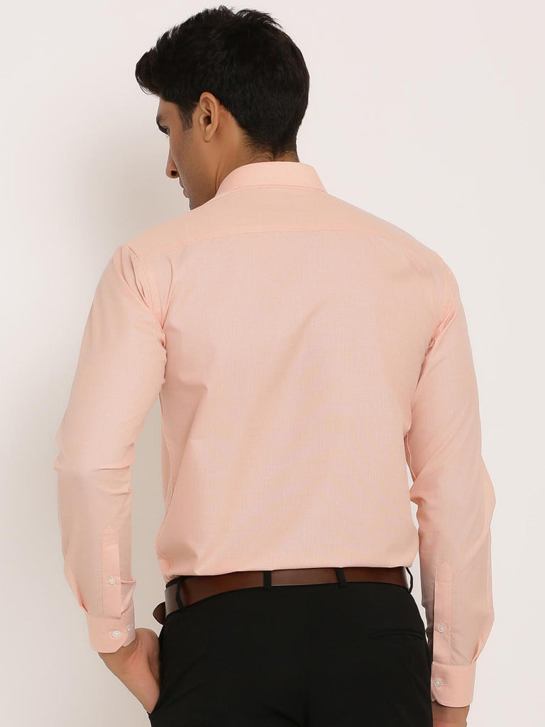 Peach Solid Cotton Shirt - Tistabene