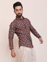 The Geometric Maze Block Print Slim Fit Shirt
