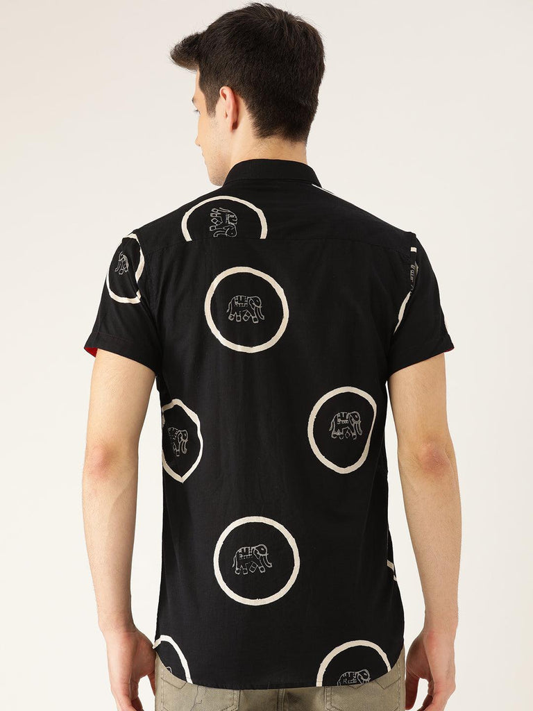 Black Elephant Printed Shirt - Tistabene