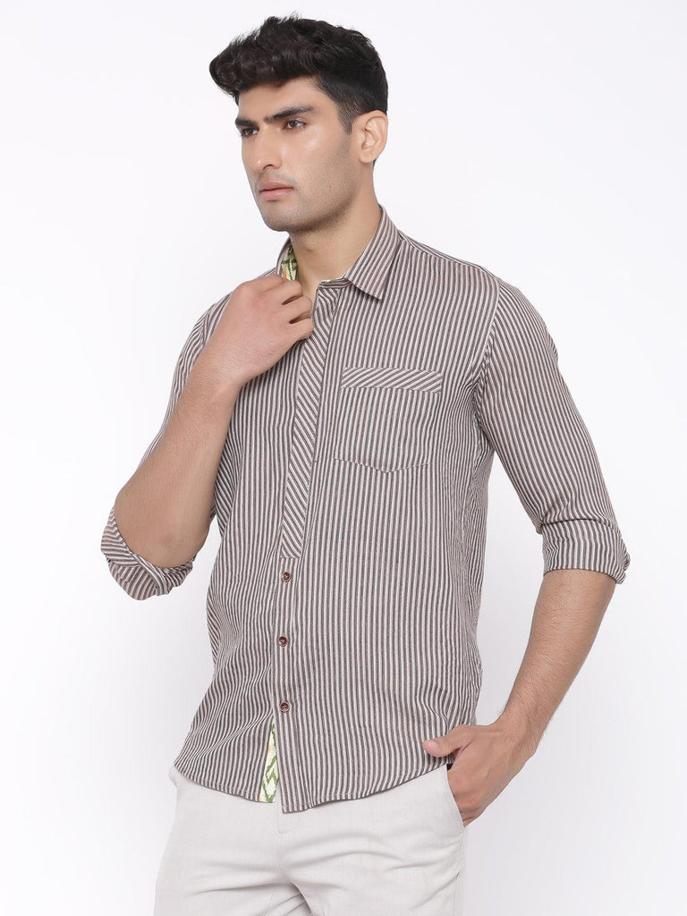 Brown Stripes Cotton Shirt - Tistabene