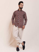 The Geometric Maze Block Print Slim Fit Shirt