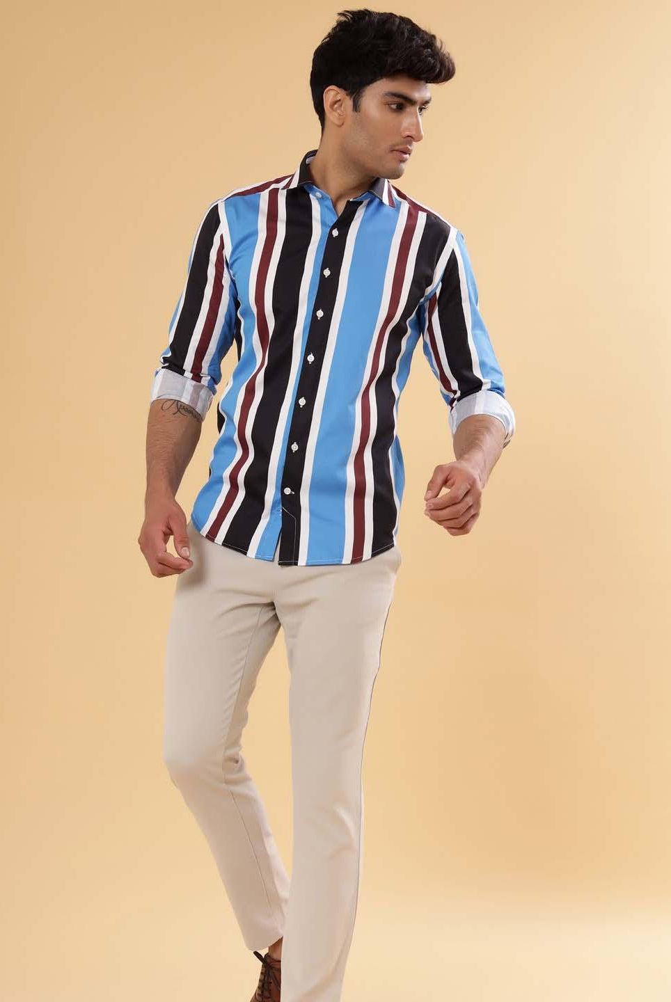 Charlie Tropical Stripes Shirt - Tistabene