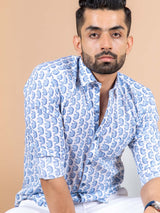 Blue Elephant Printed Cotton Shirt