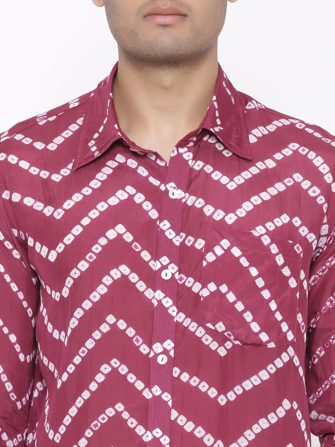 Maroon bandhej shirt