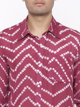 Maroon bandhej shirt