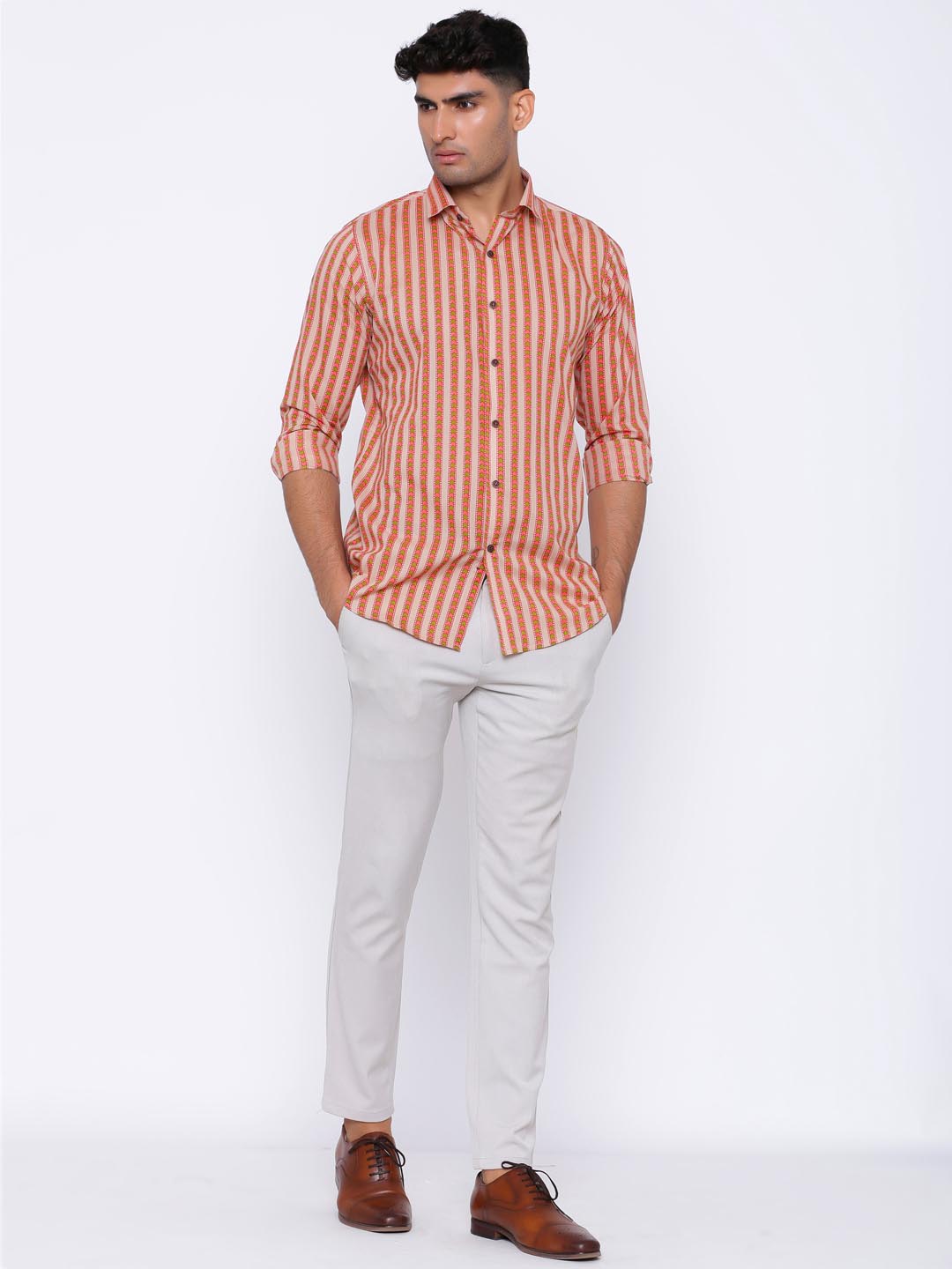 Chevron Beige and Red Shirt