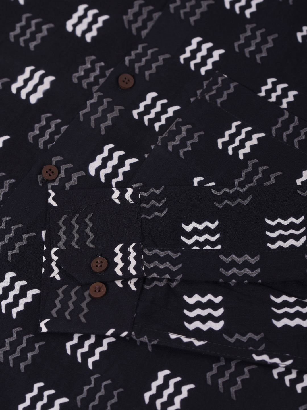 Geometric Block Print Cotton Slim Fit Shirt