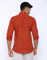 Red Printed Cotton Shirt