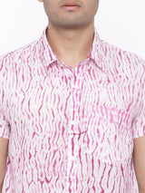pink shibori half sleeves shirt