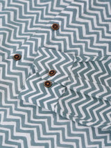 Green and White Chevron Printed Cotton Shirt