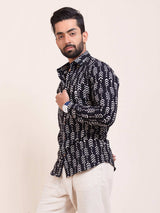Geometric Tribe Art Block Print Slim Fit Shirt